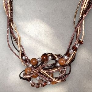 Erica lyons signed multistrand knotted beaded necklace bohemian chic